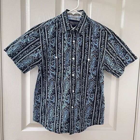 Panhandle Select Western Pearl Snap Short Sleeve Shirt Top Boys Size M 10 - Picture 1 of 13